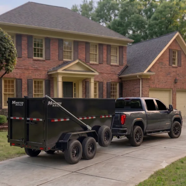 Truck hitched to the trailer for pickup